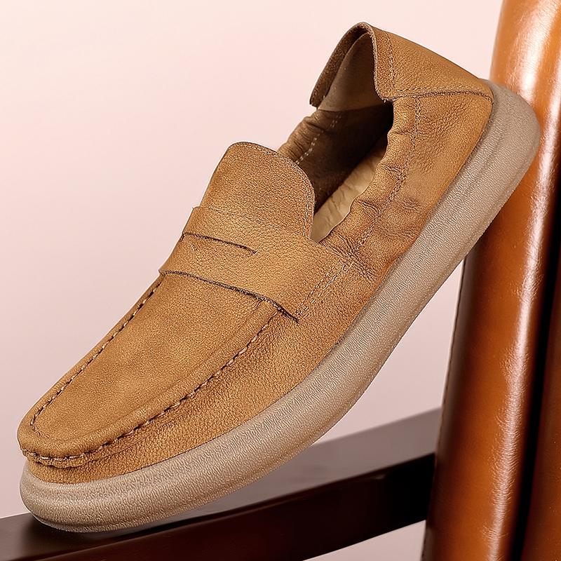 Fashion Fashion Genuine Leather Mens Shoes Business Casual Luxury Brand Soft Comfort Loafers Shoes High Quality Slip on Male Boat Shoes