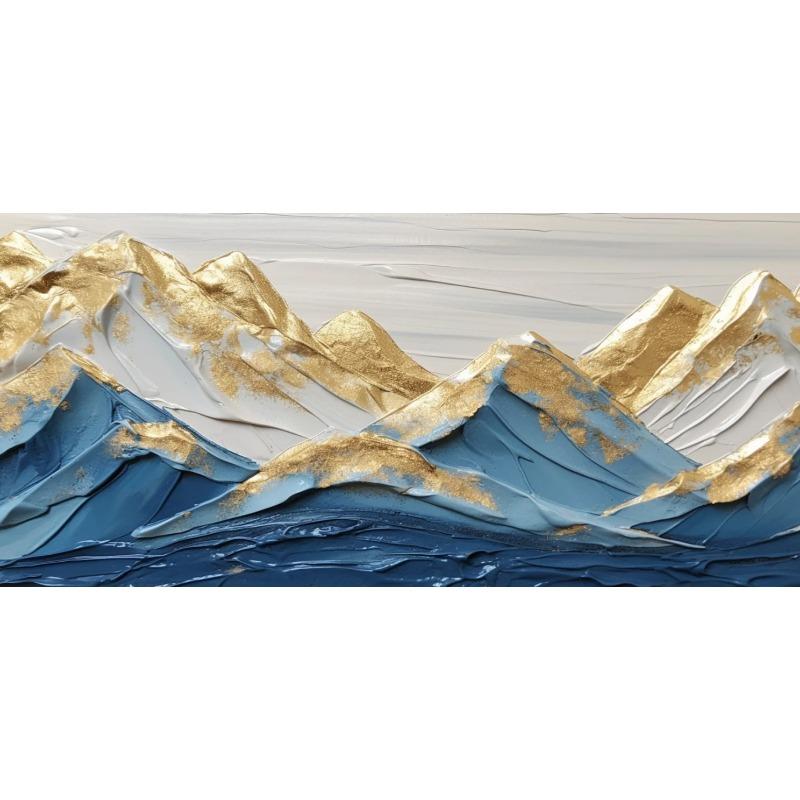 

Абстрактное золото Большой горный хребет Холст Искусство Живопись Роскошный пейзаж Эстетический постер Печать для гостиной Офис Домашний декор Без рамки 60x120cm no frame белый