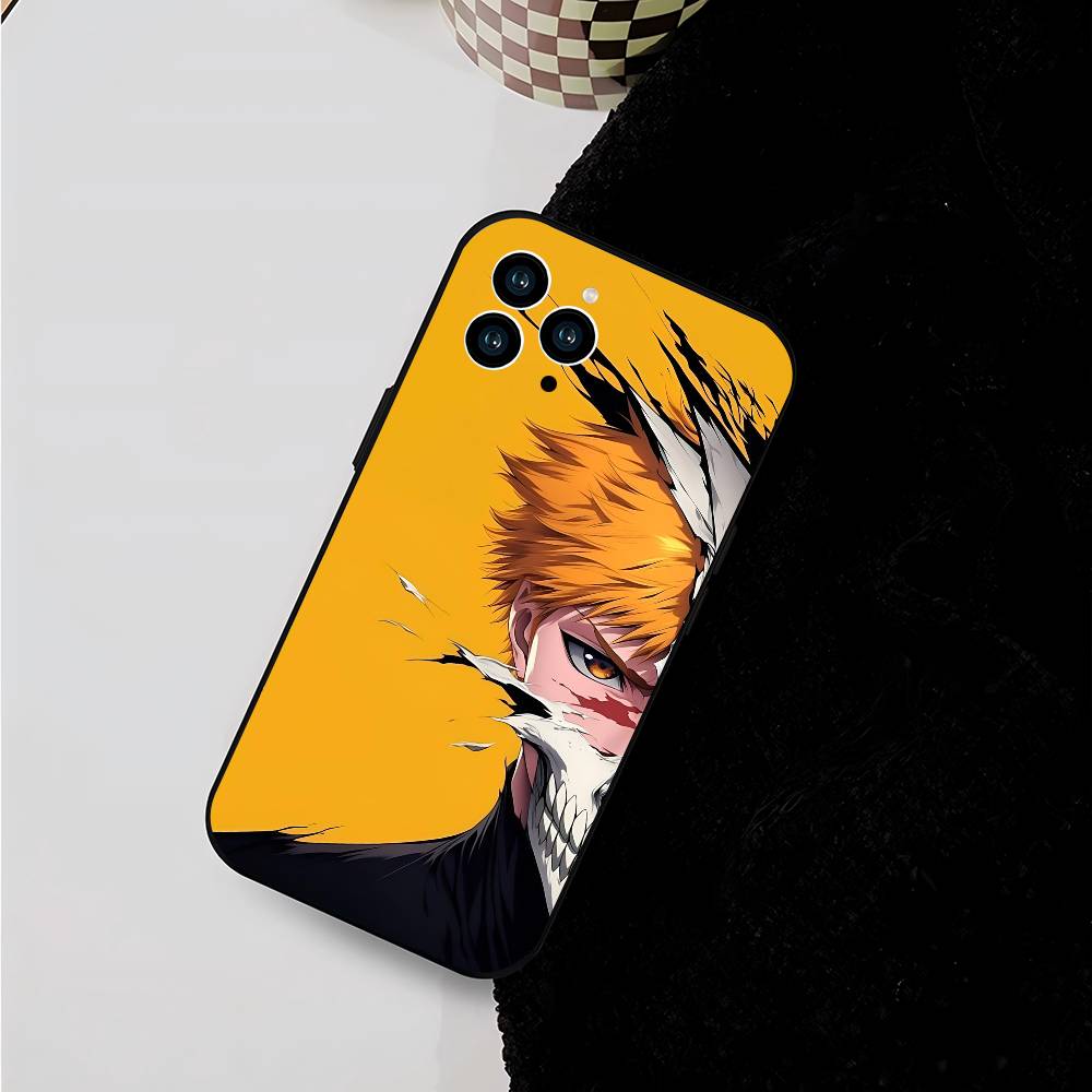 anime bleach for iPhone 15 16 14 Plus 13 12 11 17 Pro Max 17 Air Black Soft Phone Cover
