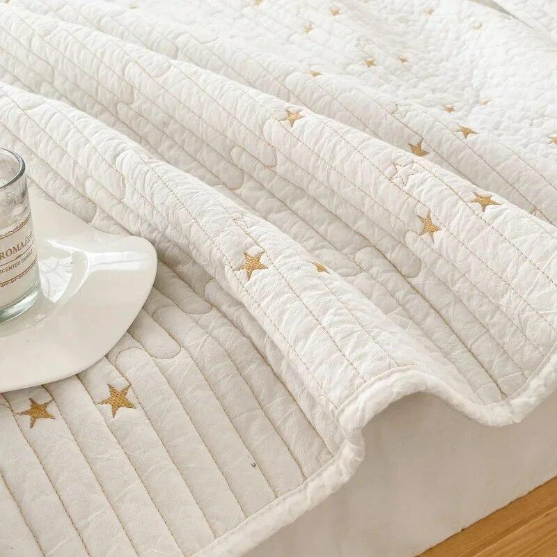 Cotton Bedspread Quilt Set 1PC/3PCS Solid Color Quilted Bedspread On The Bed Queen Size Summer Coverlet Comforter