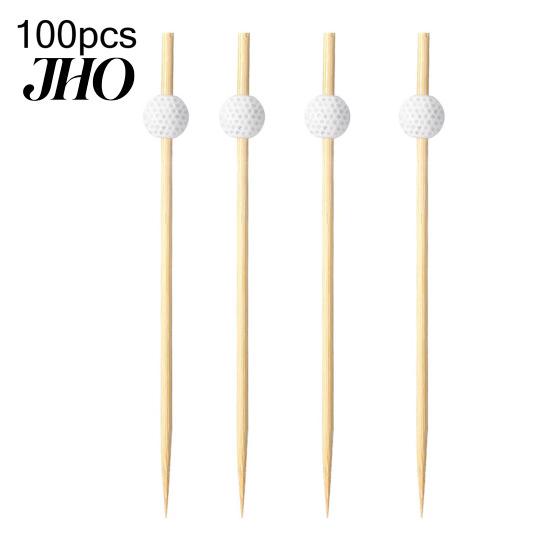 Natural Bamboo Toothpicks 100 Pcs Golf Cocktail Picks, Fancy for Appetizers, Wooden Fruit Skewers Cheese Olive Picks Food Sticks Sandwich, Themed