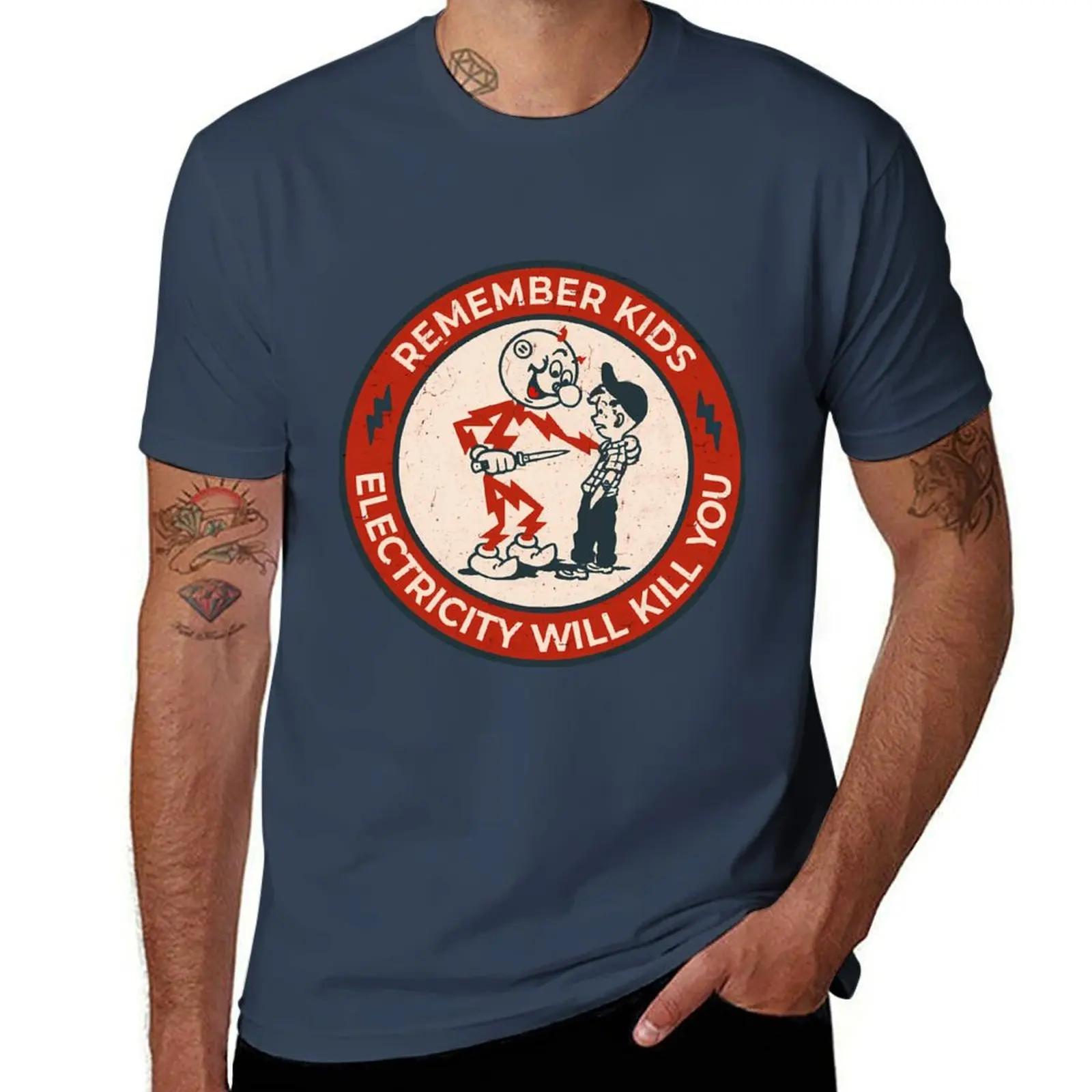 Reddy Kilowatt remember kids electricity will kill you TShirt funny gifts blue archive mens designer t shirt 2025 new model S
