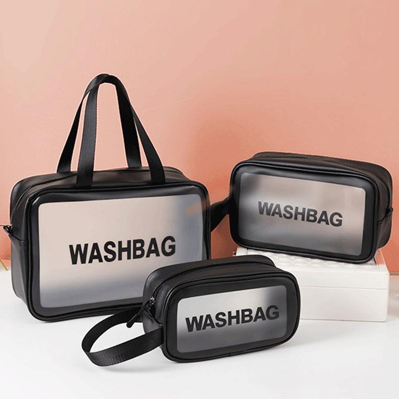 Dry-Wet Separation Double Transparent Pu Makeup Bag Portable Washing Bag Cosmetic Storage Bag Travel Fitness Swimming Essentials