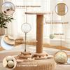 TOTHDATE 4 IN 1 Scratching Posts for Indoor Cats, Wooden Cat Treat Toy with Hanging Ball Track Ball Leaky Food Ball Interactive Cat Toy for Indoor