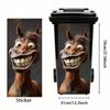 1pc Horse Pattern Trash Bin Sticker PVC Waterproof Adhesive Decal for Garbage Can Durable Wall Sticker Home Kitchen Decor Craft