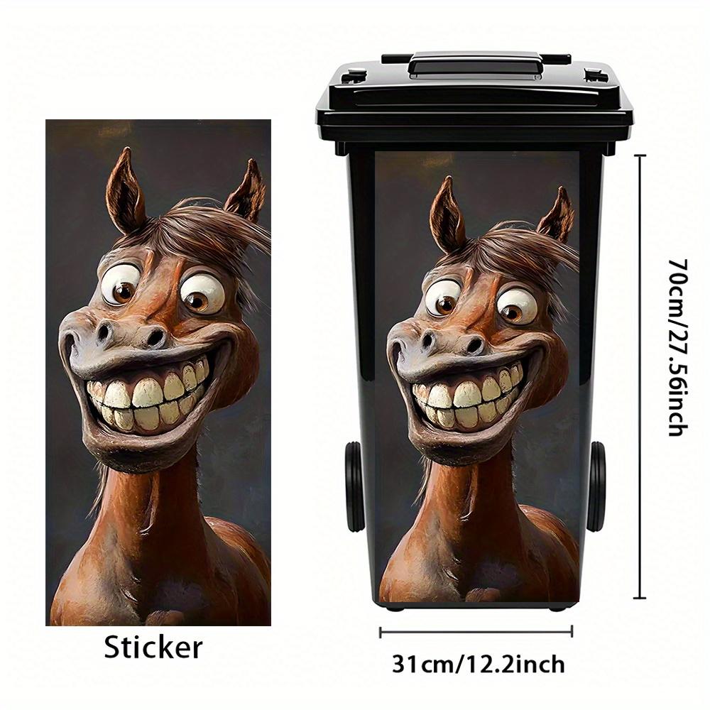 1pc Horse Pattern Trash Bin Sticker PVC Waterproof Adhesive Decal for Garbage Can Durable Wall Sticker Home Kitchen Decor Craft