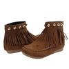 Autumn and winter tassel solid color warm ring flat bottom non-slip suede round head rear zipper light women's short