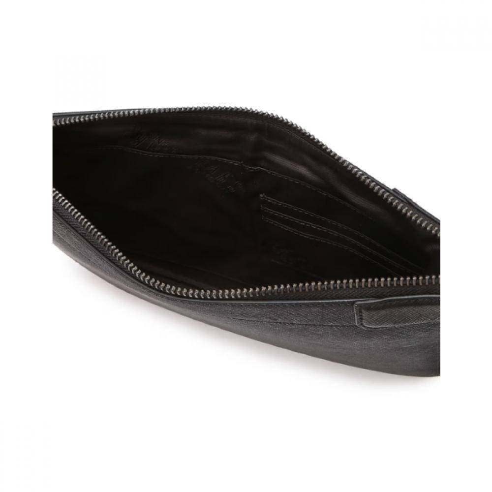 Daks Schwarze Rindsleder-Kupplungstasche Mit Logo Dbba6e031bk