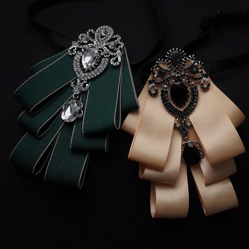 Detachable Bow Tie Brooch Silk Ribbon Collar Pin for Shirts & Blouses Fashion Floral Bow Clip for Women's Casual Outfit