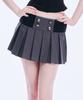 Akeumeseodeu Button Pleated Rib Banding Mini Skirt (Gray)