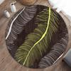 Art Deco Round Rug – Palm Leaf  Geometric Pattern Soft Carpet for Living Room  Bedroom