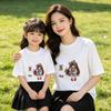 2026 Summer Cute Bear Girl Print 100% Cotton Short-Sleeve T-shirt – Matching Mother-Daughter Style