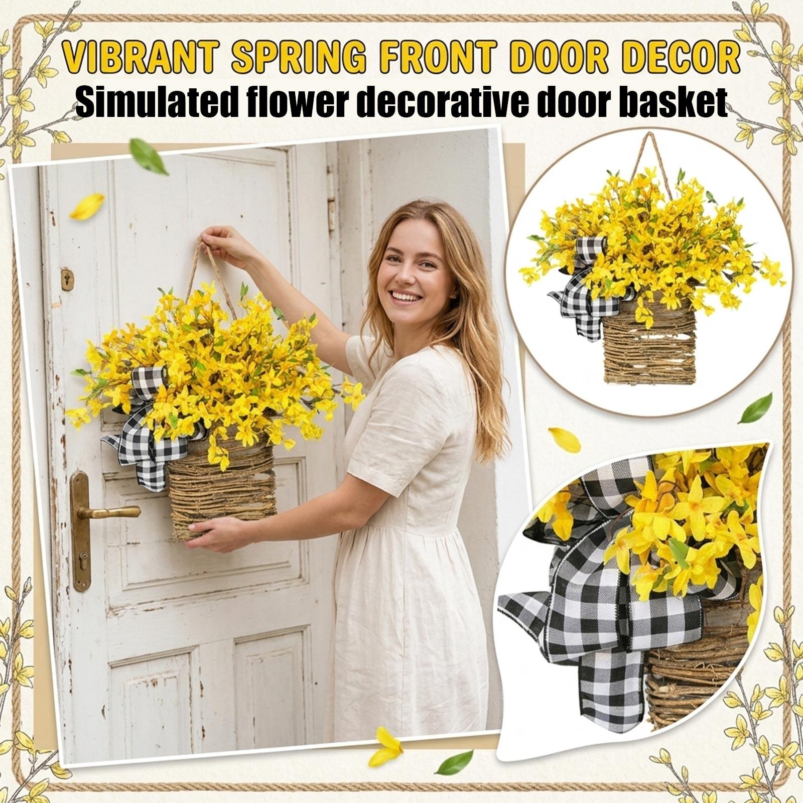 

Hydrangea Basket Garland Simulation Rattan Basket Door Basket Door Hanging Decorative Garland One Size