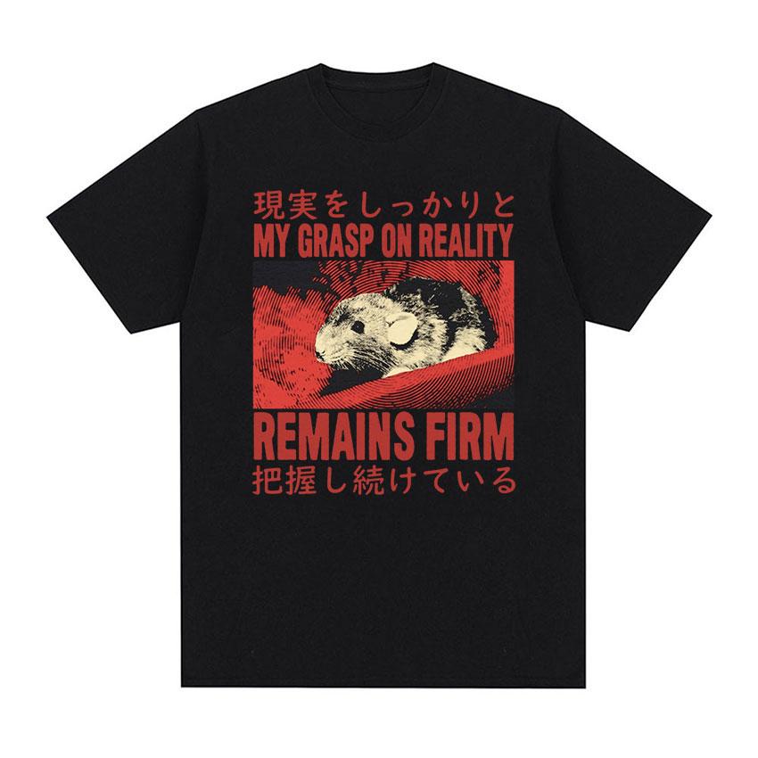 Japanische Ratte Zeig mir den Käse Lustiges Grafik-T-Shirt Unisex Damen Retro Gothic Kleidung T-Shirts Harajuku Übergroßes Baumwoll-T-Shirt