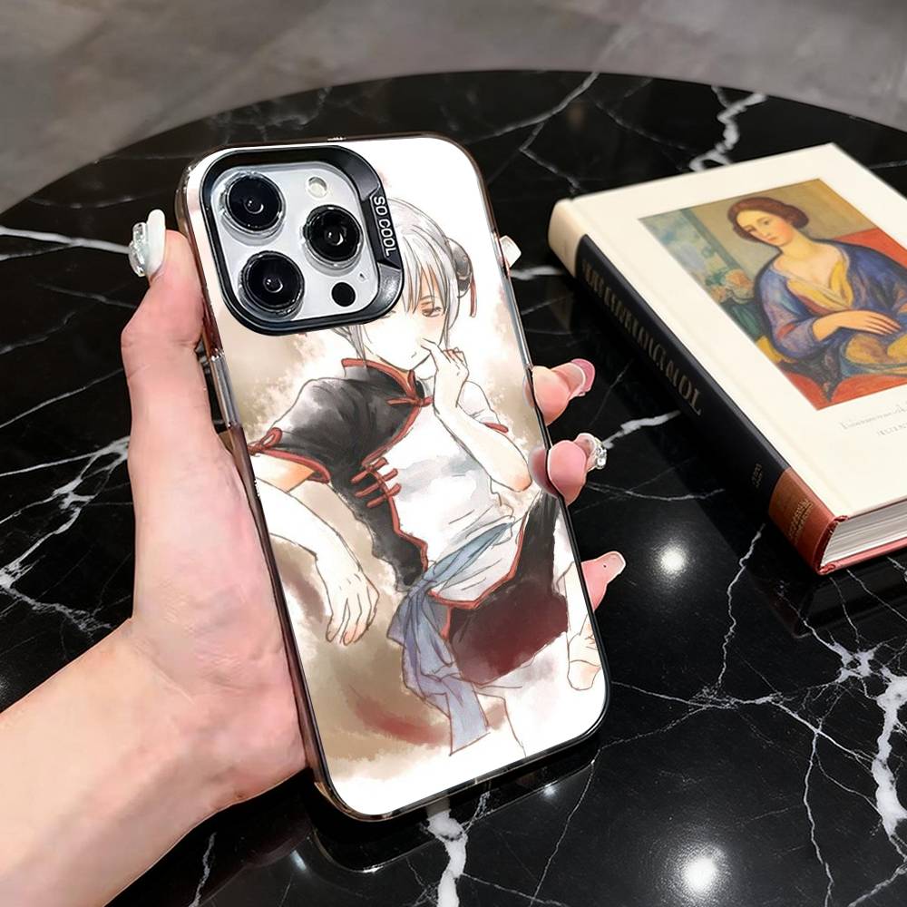 

Gintama Kagura Phone Case For iPhone 17,16,15,14,13,12,11 Plus,Pro Max,XS,Colored Silver Plated Inside Cover iPhone16plus