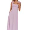 European and American Cross-border New Purple Backless Ruffled Spaghetti Strap Dress for Women, Summer Elegant A-line Long Skirt
