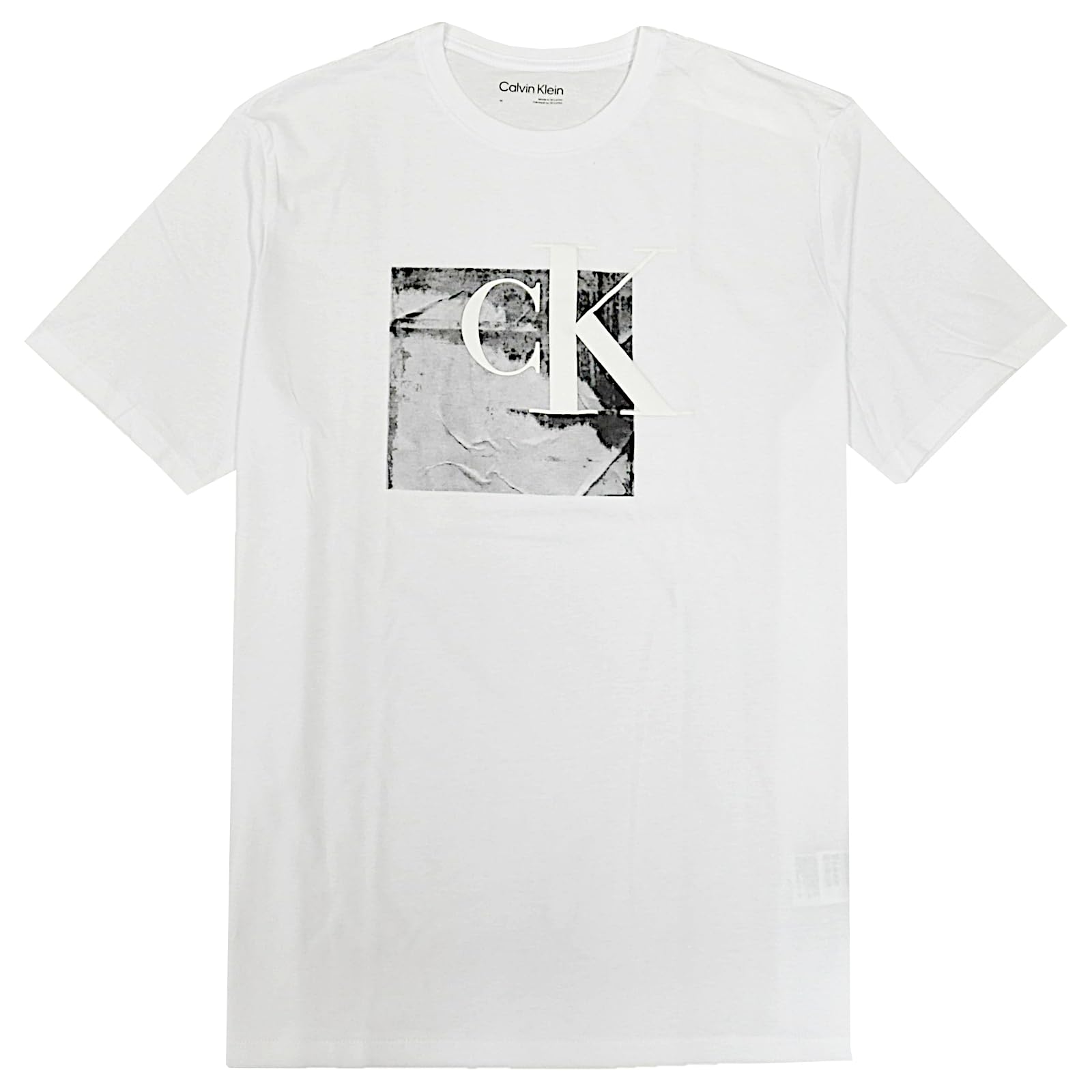Calvin Klein Crew Neck Short Sleeve cK Logo White Size M [Calvin Klein] Men s T-Shirt [Used] белый