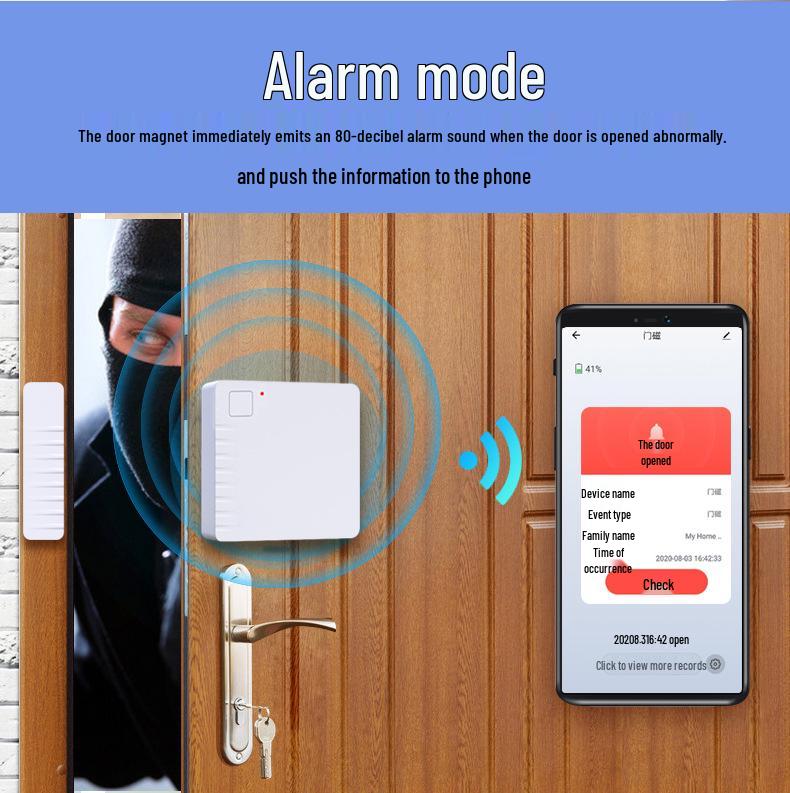 Tuya Smart WiFi Tür- & Fensteralarm: Multifunktionale magnetische Alarmanlage & Türklingel für die Haussicherheit.