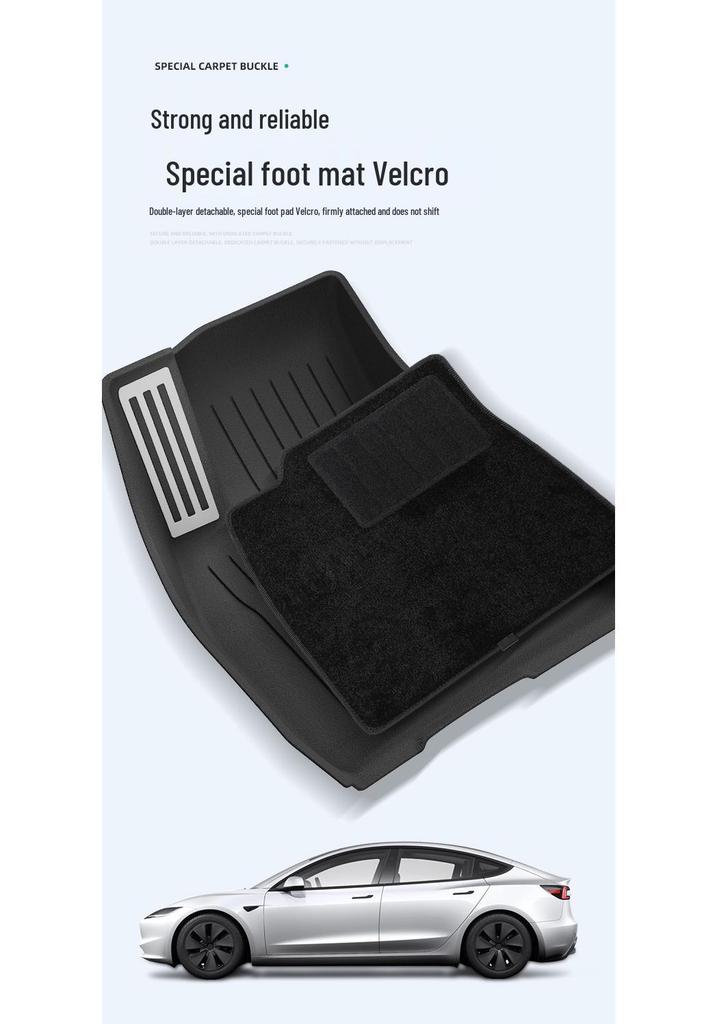 Eco-Friendly TPE Floor Mats for '23 Tesla Model 3 (Refreshed), Injection Molded Pedal Style.
