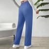 Women's  Fashionable Loose Solid Color Elastic Waist Pocket Straight Leg Casual Pants