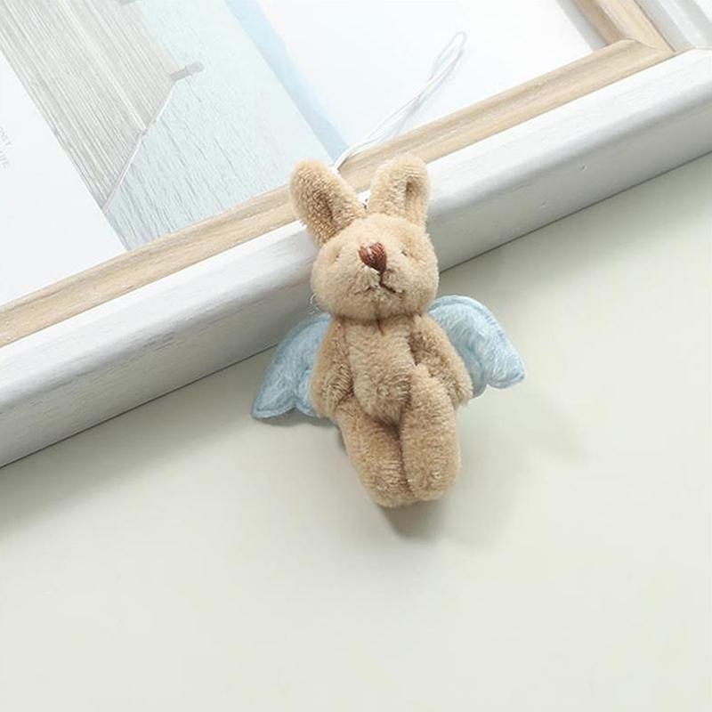Cute Angel Wings Bunny Flower Mobile Phone Chain Keychain Pendant Bag Ornament Girly Heart Plush Rabbit Phone Case Lanyard Gifts