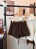 Sweet Heart Print High Waist Winter Wide Leg Pants - Women's Casual Slimming Shorts