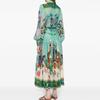2026 Cross-border Foreign Trade European and American Women's Wear Spring New Printed Lapel Lantern Sleeve Waist-Cinching Dress 661