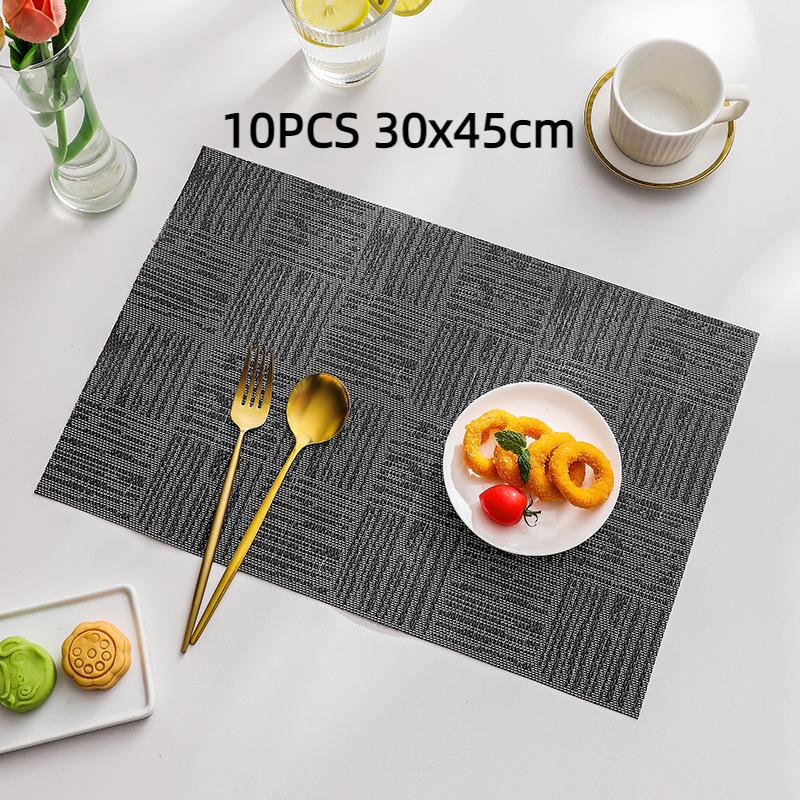 10pcs Dining Table Mat Rectangular Placemats Non-Slip Lnsulation Coaster For Kitchen Washable Placemat Minimalist Pattern