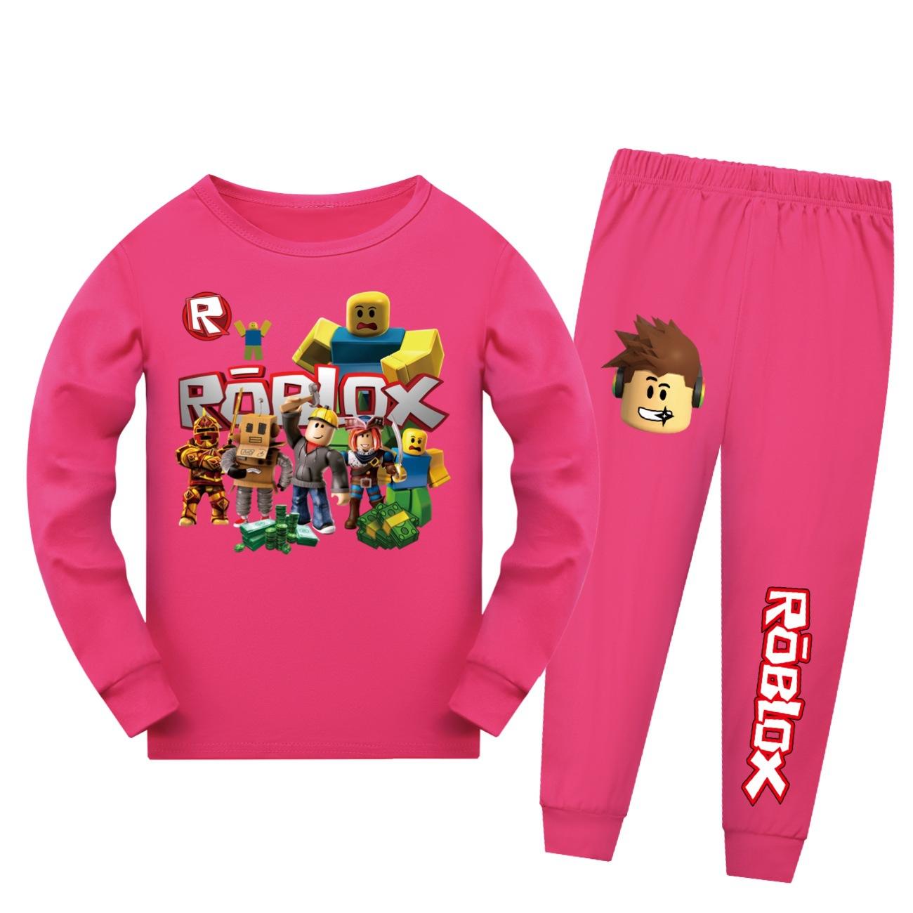 

Autumn Winter Cute Cartoon Roblox Children s Long Sleeved Long Pants Sleepwear Printed Warm Comfortable Set 160