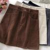 Korean Style Slimming High Waist Corduroy Midi Skirt - Autumn/Winter 2024