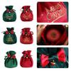 Reusable Holiday Velvets Treat Pouch Drawstring Gift Bag With Bowknot And Bell Christmas Party Decoration Accessories