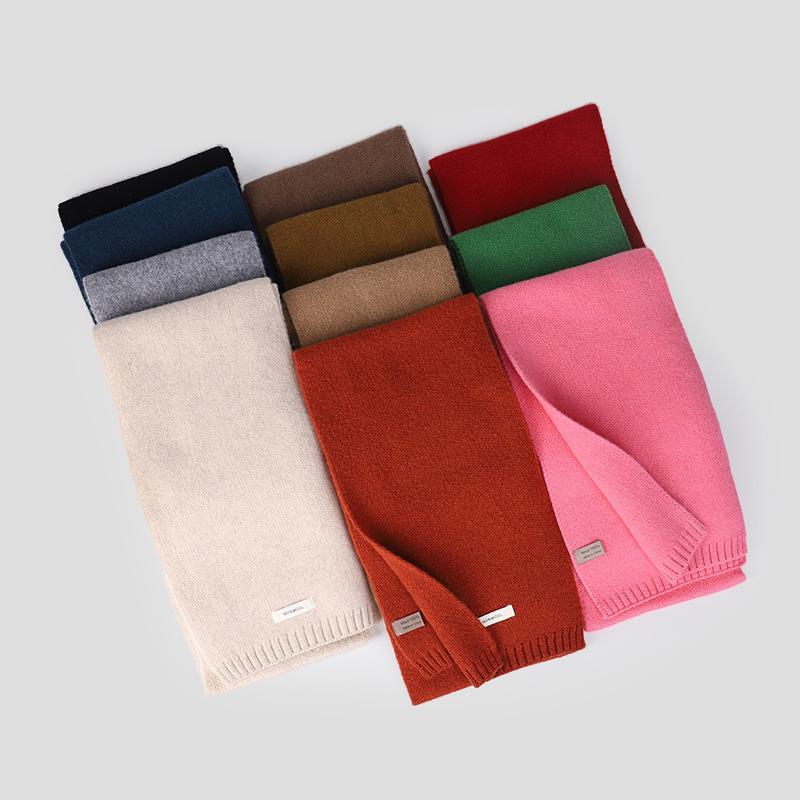 100% Australian Pure Wool Knitted Scarf For Women Men Autumn Winter Cashmere Couple Style Versatile Warm Neck Warmer Scarf