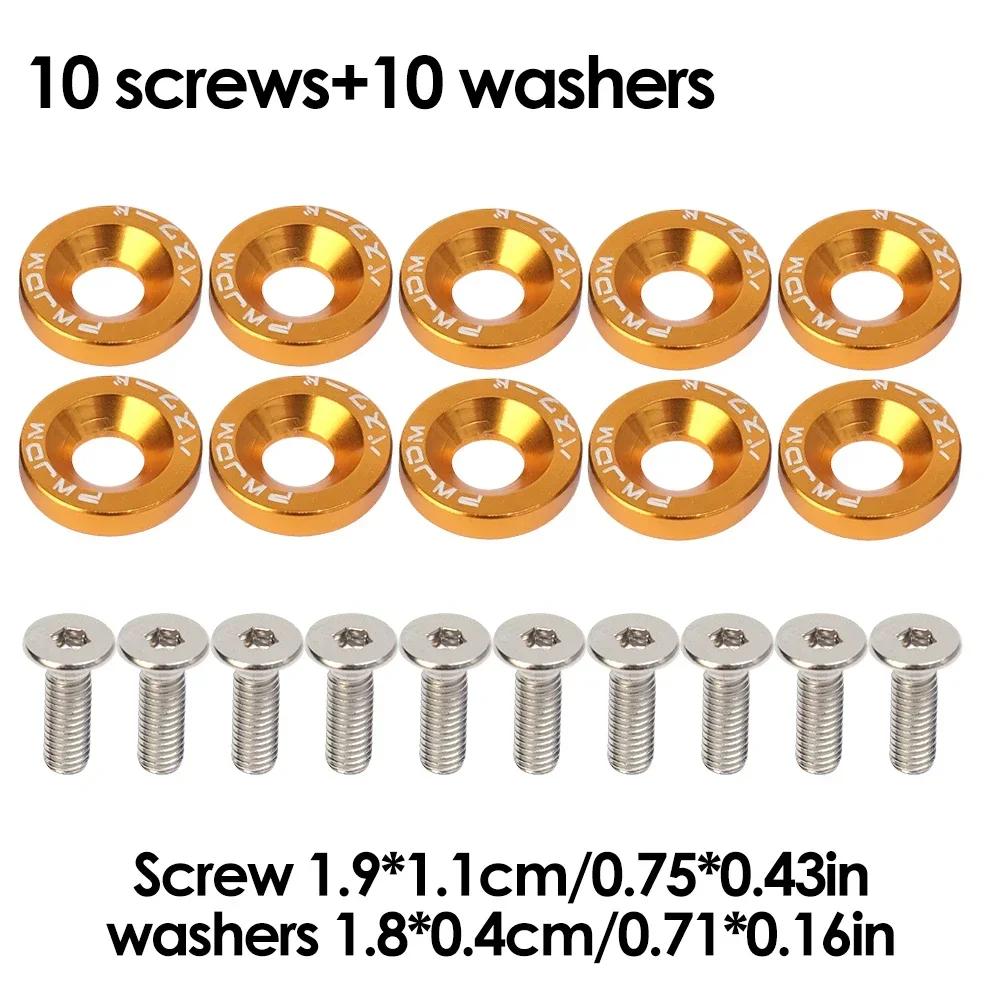 Fender Washers M6 Bolt Set Car Modification Gasket Screw Fender Bumper Engine Aluminum Concave Screws Hex Fastener for Honda золотой