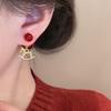 Red Bead Pony Pendant Earrings Earrings New Chinese Retro Versatile Earrings