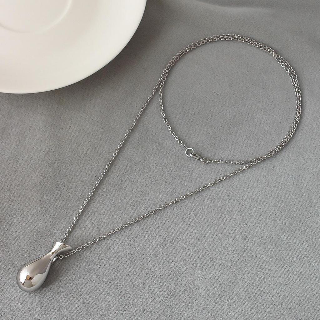 Sterling Silver Water Purifier Bottle Pendant Necklace - Elegant Long Style Sweater Accessory