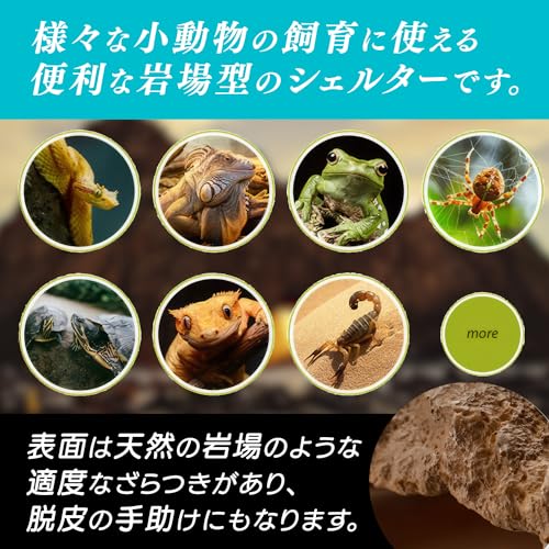 RedBeryl Reptile Shelter, Rock Shelter, Hideout for Lizards, Turtles, and Amphibians (Brown-Gray, Medium Size)