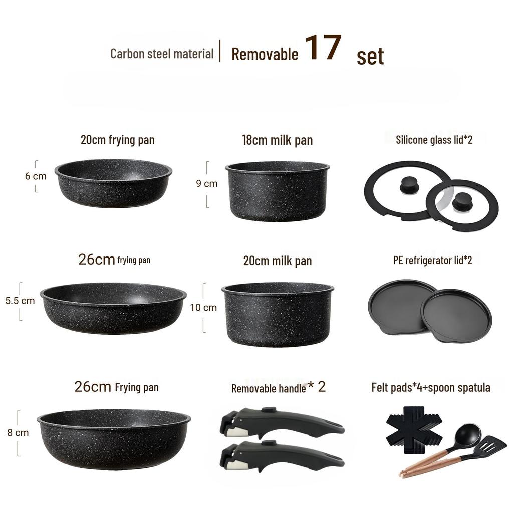 16-Piece Non-Stick Cookware Set with Detachable Handles