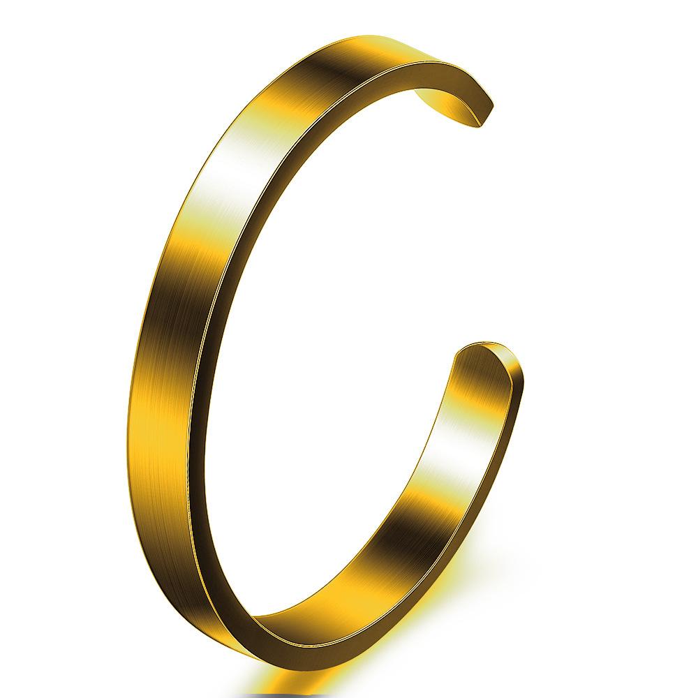 8MM Unisex C-Shaped Stainless Steel Bracelet - Titanium Options, Laser Engravable, Available In Three Colors