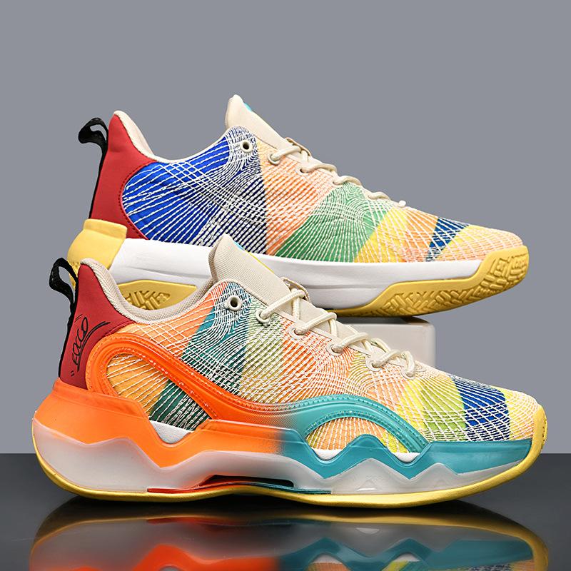 2025 New Mesh Basketball Shoes Men's Boots Actual Cement Rubber Outsole + EVA + TPU Student Sports Shoes