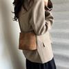 Retro Suede Hasp Sweet Shoulder Bags Sewing Thread Concise Women's Handbags High Quality Versatile Small Square Bag CLE