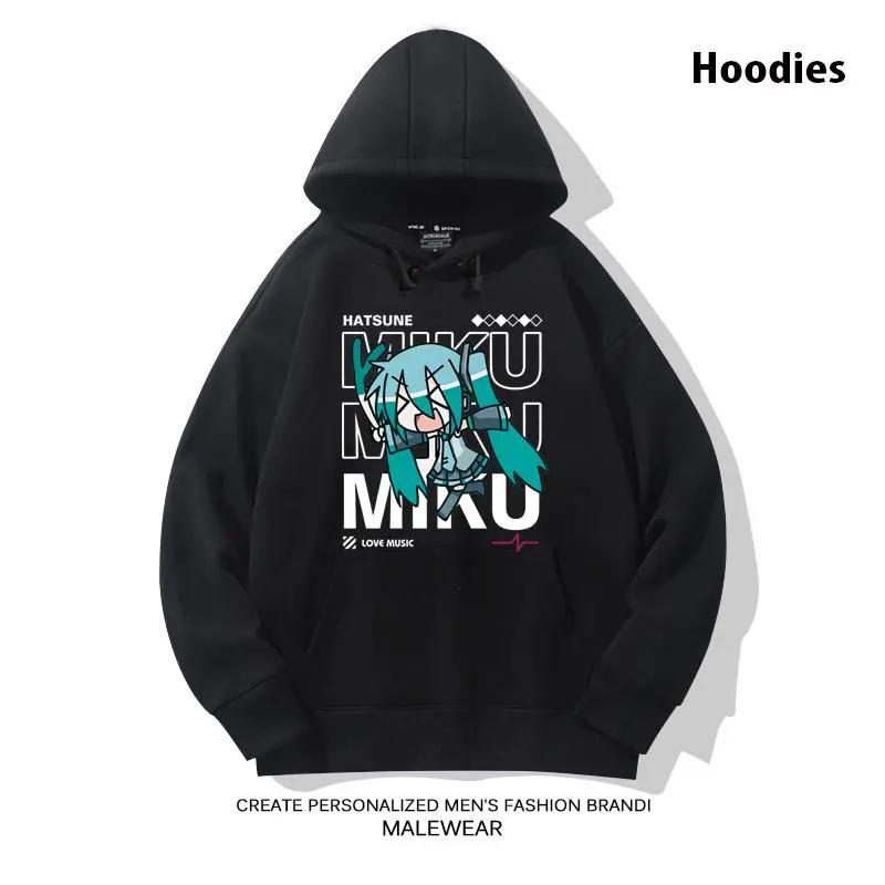 Latest 2025 Hatsune Miku Collection - MINISO Licensed Men's Breathable Hoodie S-4XL Sweatshirt Harajuku