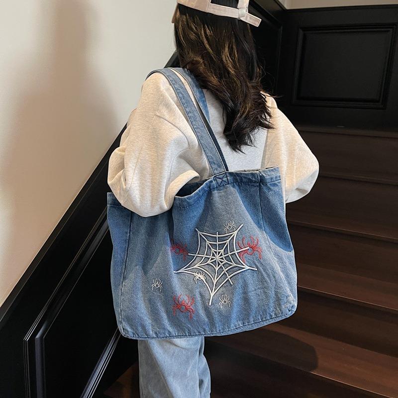 Denim bag women's large-capacity new summer versatile shoulder bag college student class bag tote bag