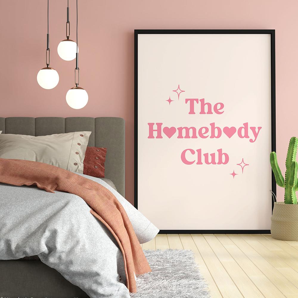 The Homebody Club Print Minimalist Heart Poster Ticket Trendy Living Room Decor Quote Aesthetic Apartment Wall Art Pictures