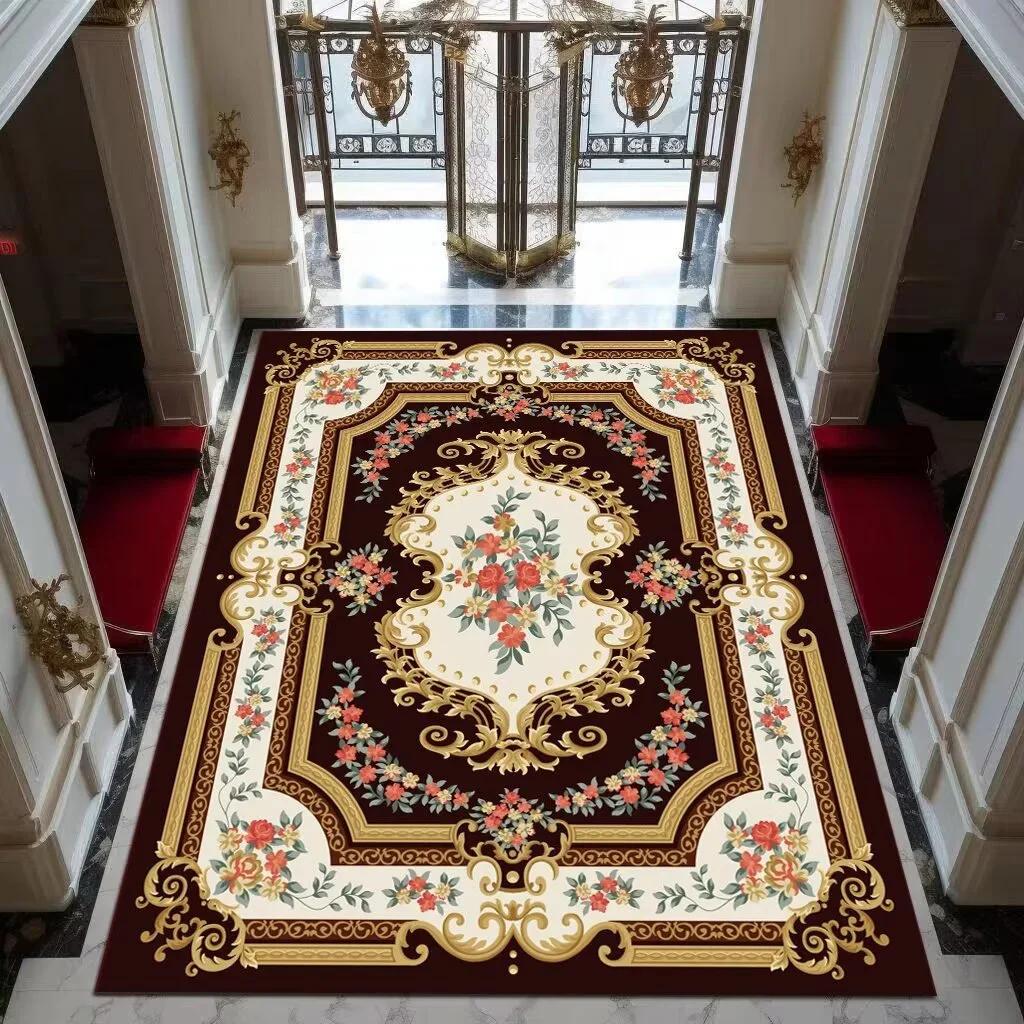 Red Gold High-end Luxury Carpet Living Room Large Area Rug Europe and America Home Decoration Bedroom Rug Washable Floor Mat