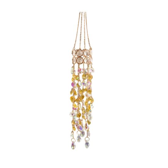 Faux Crystal Wind Chime for Outside, Window Hanging Sun Catcher, Prism Rainbow Maker Pendant for Home, Garden, Patio, Porch