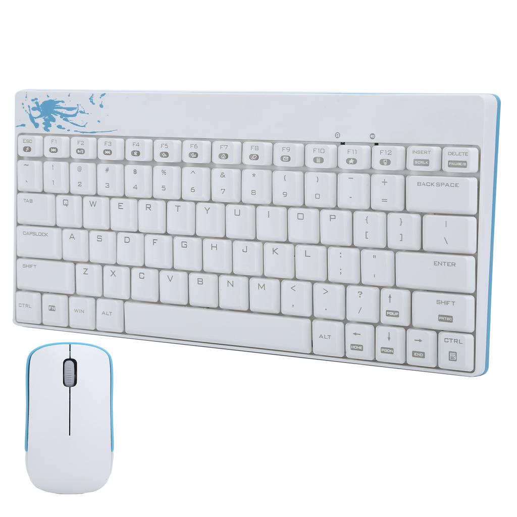 Keyboard Mouse Set Wireless Protable Combo Mini Ultra Thin Silent 2.4Ghz for Laptop PC X210White