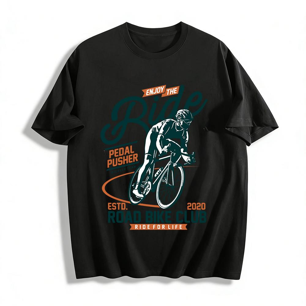 Enjoy The Ride Road Bike Club Cycling Graphic Print Casual T-Shirt Pure cotton T-shirt XXS
