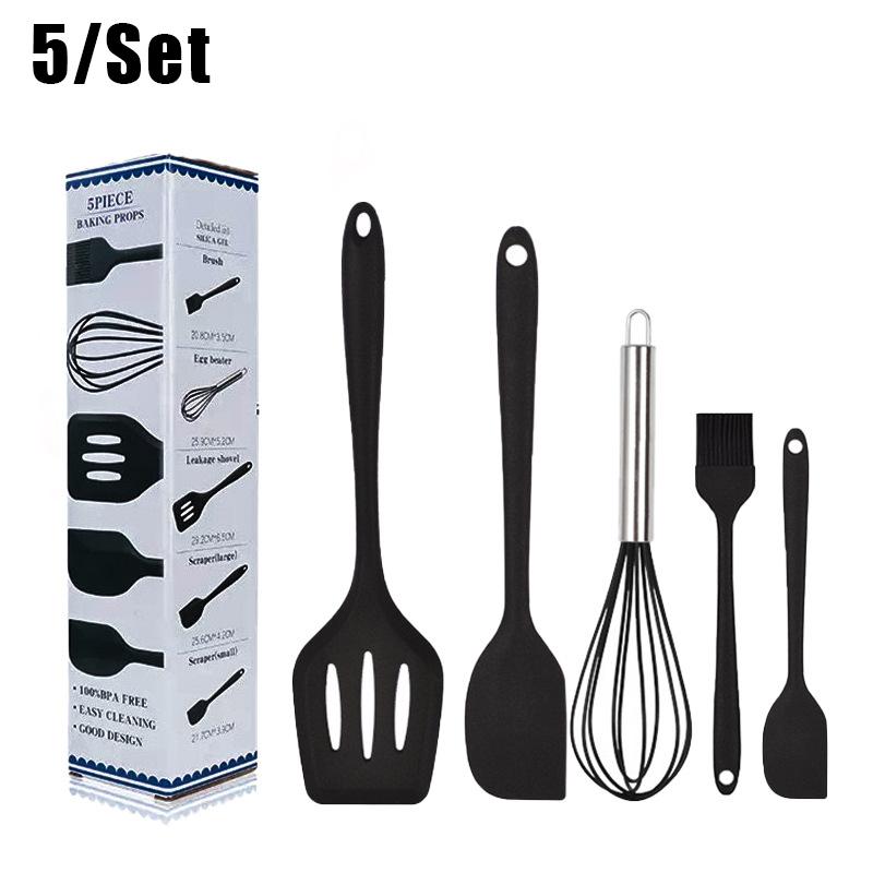 Conjunto de 12 Utensílios de Cozinha com Cabo de Madeira, Silicone Resistente ao Calor, Anti-riscos e Livre de BPA