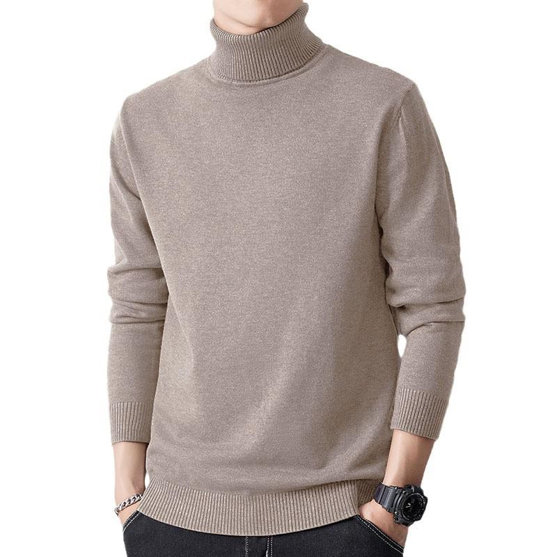 Men's High Neck Thickened Sweater – Velvet Knit Base Layer for Autumn/Winter Warmth