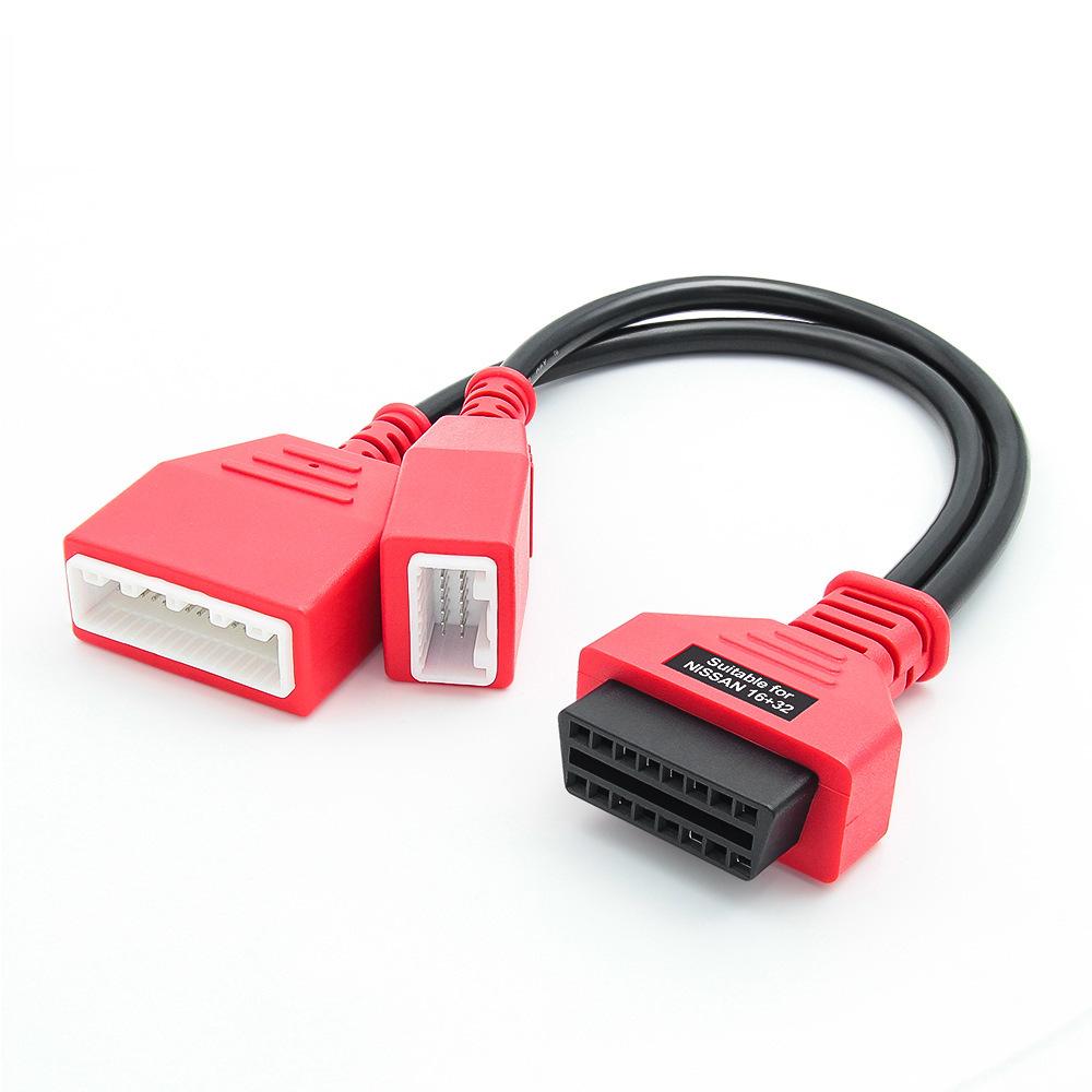 

OBD2 Adapter Cable for Japanese & Korean Vehicles - Female to 16+32 Connector Cable for Automotive Diagnostics красный